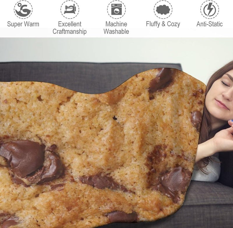 kerscton Cookie Blanket Giant Food Blankets Funny Soft Cookie Blanket Adult Size Flannel Gift for Teens Boys and Girls Suitable for Sofa Outdoor Living Room Indoor Bedroom 71 Inches - Image 3